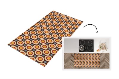 Keukenloper 120x60 cm - Keukenmat vinyl Retro - Vintage - Design - Cirkel - Keukenmatten loper - Keuken vloerkleed tapijt