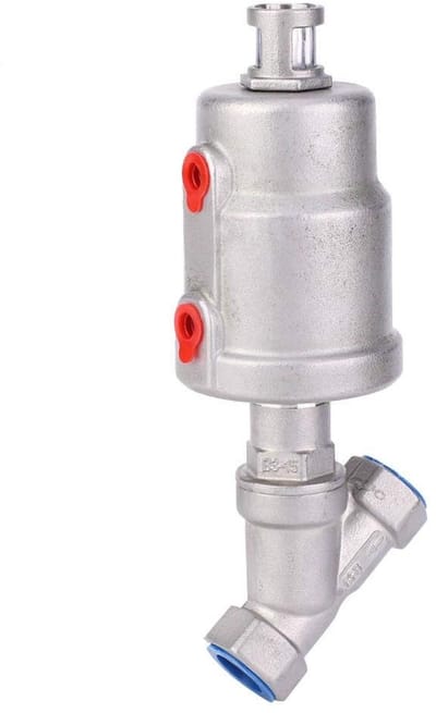 JHUBERS- Hoekzitklep 1/2" DN15 - Pneumatische Stoomklep - RVS - Interne Draad - Hoekmodel - Hoogwaardige Kwaliteit - Pneumatische Klep
