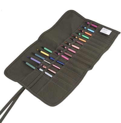 Dailygoods- Kwastenhouder 22 Gaten - Opvouwbaar - Canvas - Lichtgewicht - Organisator - Bescherming tegen stof en schade - Kwastenrol