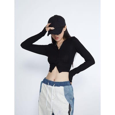 Vrouwen Crop Top Zomer Lange Mouw Corset Y2k Tops Tanktop Navel Tie Dunne Zwarte T-shirt Dames Gothic Sexy Kleding L zwart