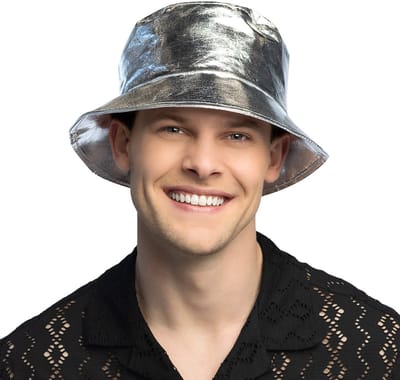 Boland - Bucket hat Glimmer zilver Zilver - 59 - Volwassenen - Unisex - Foute Party - Rave - Themafeest - Festival - 90's - Aso