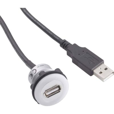 TRU COMPONENTS USB-05 USB-inbouwbus 2.0 Bus, inbouw USB-bus type A verlicht naar USB-steker type A met 60 cm kabel Inhoud: 1 stuk(s)