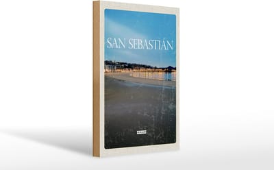 Holzschild Reise 20x30cm Retro San Sebastian Spain Strand