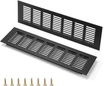Dailygoods- Ventilatierooster Matzwart - Aluminium - 80 x 300 mm - Afvoerluchtrooster - Afsluitrooster - Rechthoekig - Corrosiebestendig - Luchtrooster