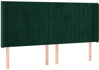 vidaXL - Hoofdbord - met - randen - 203x16x118/128 - cm - fluweel - donkergroen