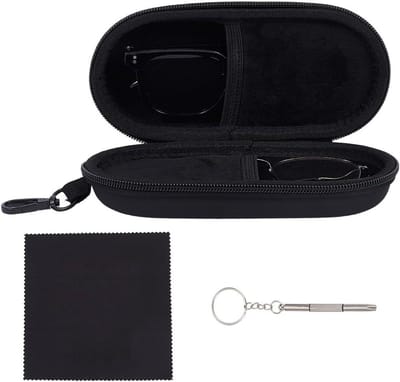 Dubbele Brillenhoes - Brillen Organizer - Veilig Opbergen - Ruimte voor Twee - 18.8 x 9 x 5.3 cm - Zwart