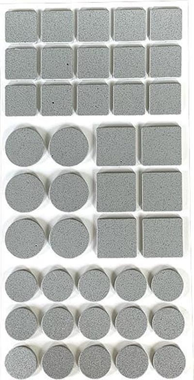 FSW-Products - Zelfklevend meubelvilt Grijs – 42 Stuks - EVA Materiaal - Ronde en Vierkante Viltjes - Antikras Vilt - Zelfklevende Foam Vilt - Stoelpoot Beschermers - Vloer beschermer - Geluiddempend – Anti kras vilt – Meubelonderzetter - Anti-kras