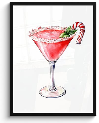 Poster in lijst - Fotolijst 50x70 cm - Posters - Cocktail - Drank - Winter - Kunst - Posterlijst zwart - Decoratie - Wanddecoratie woonkamer - Muurdecoratie slaapkamer