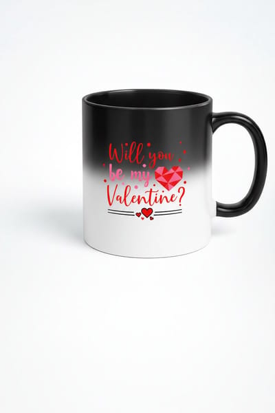 Magische Valentijn Mok 'Will you be my Valentine?' | Romantisch Cadeau met Harten Heat Reveal