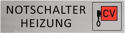 CombiCraft Aluminium Deurbordje "Notschalter Heizung " 165x45mm met tape