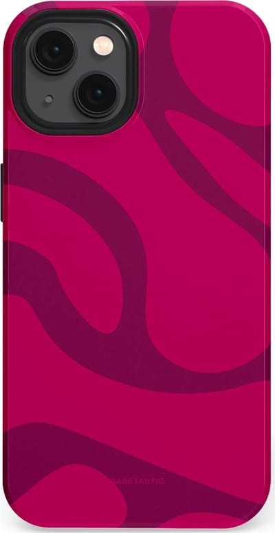 Casetastic hoesje geschikt voor Apple iPhone 13 - MagSafe - Dubbellaagse bescherming - Violet Paarse Golven - Fashion Case - Roze