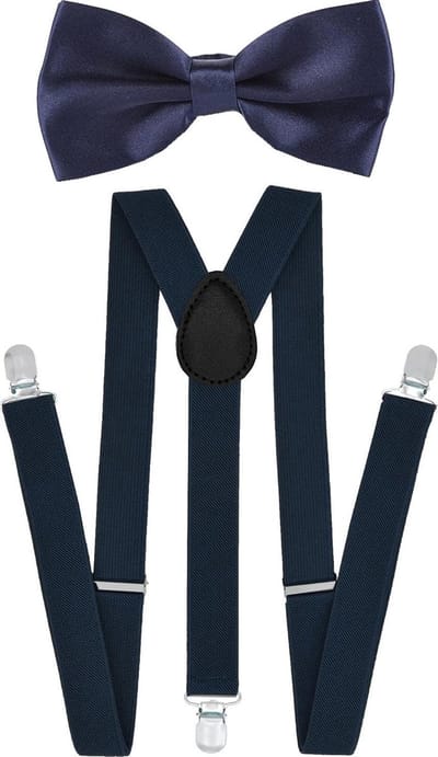 Fako Fashion - Bretels Met Vlinderstrik - Volwassen - Dames - Heren - Vlinderdas - Strik - Effen - 100cm - Crème