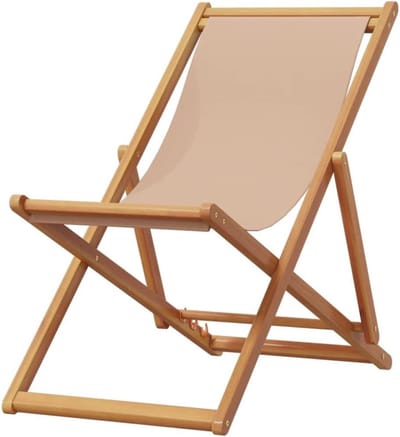 Opvouwbare strandstoel - Klapstoel tuin - Ontspannen buiten - Verstelbaar in 3 standen - Eucalyptus frame - Taupe