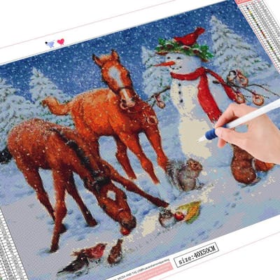 Volledige boor diamant schilderij paard handwerk kunst 5D DIY diamant borduurwerk dier strass Kit sneeuwpop kerstcadeau Full Square 20X30CM