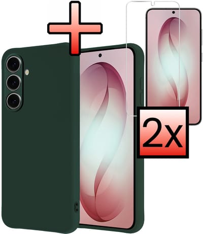 Hoesje - Met 2x Screenprotector - Geschikt voor Samsung Galaxy S26 - Sterk & Shockproof - Back Cover - Siliconen Case - Telefoon Hoes - Donkergroen