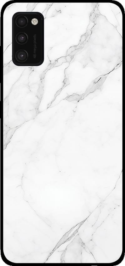 Smartphonica Telefoonhoesje voor Samsung Galaxy A41 met marmer opdruk - TPU backcover case marble design - Wit geschikt voor Samsung Galaxy A41