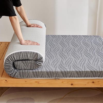 Campingmatras Traagschuim - Oprolbare Futon Vloermat - Comfortabel Slapen - Hoge Dichtheid Ondersteuning - 60 x 100 cm - Grijs