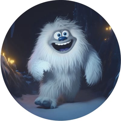 Indoorart - Muurcirkel Furry Yeti Forex 30 cm - Wanddecoratie - Afbeelding op Forex - Inclusief ophangplaat