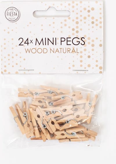 24 Mini houten knijpers Naturel Hout - Feest Thema Polaroid Foto Ophangen Klein Knijper
