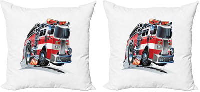 ABAKUHAUS Kussenhoes Set – 2x60x60 cm – Dubbelzijdig digitaal bedrukt – Rits – Babyblauw/Scarlet