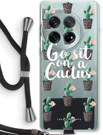 Case Company® - Hoesje met koord geschikt voor OnePlus 12r hoesje met Koord - Cactus quote - Telefoonhoesje met Zwart Koord - Bescherming aan alle Kanten en Over de Schermrand