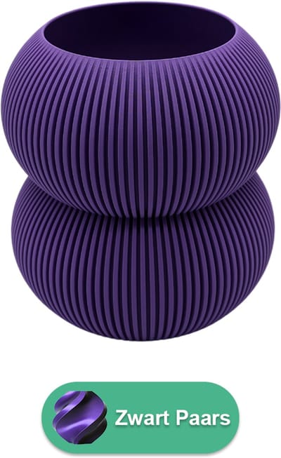 Elaro moderne vaas – Decoratieve vaas - Zwart / Paars - 3d geprinte vaas – geschikt voor droogbloemen - 20CM