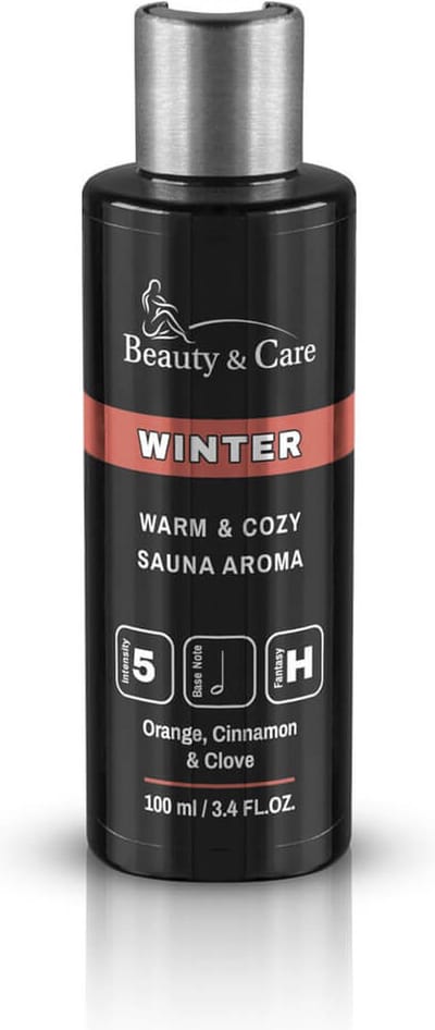 Beauty&Care® Sauna Opgietmiddel - Winter - Opgietconcentraat voor Emmer & Saunakachel - mix van Sinaasappel, Kaneel en Kruidnagel - tot 100x Opgieten - Geuren met Etherische Olie - Verzorging & Accessoires - 100 ml fles