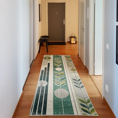 ABAKUHAUS Vloerkleed - Woonkamer Tapijt – 76 x 229 cm – wasbaar – kalfsblauwgroen