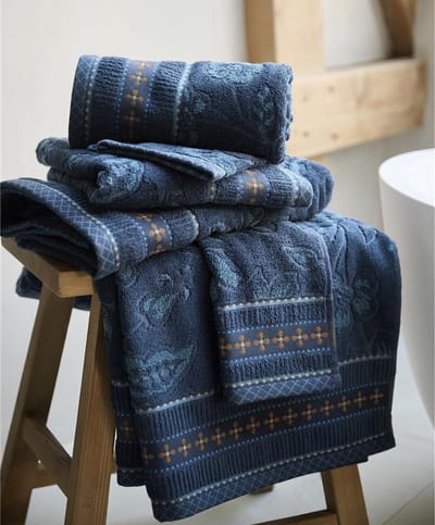 Pip Studio Jasmin Jacquard - Badlaken - Dark Blue - 70x140 cm - 100% Katoen Badstof Velours