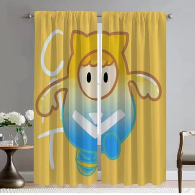 FALL GUYS Halloween Decoratie Gordijnen Kinderkamer Huis Interieur Gordijnen voor Woonkamer Scheidingswand Raamgordijnen Shades Camera W50xH70cmx2pcs-CL yellow