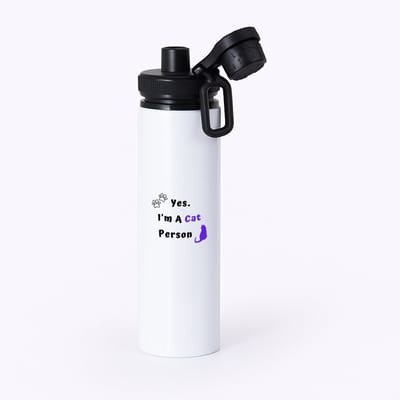 Hacebo® - yes I'm a cat person waterfles met draaidop zwart - Katten - katten liefhebbers - iemand die houdt van poezen - verjaardag - cadeau - kado - geschenk - water fles - 850ML