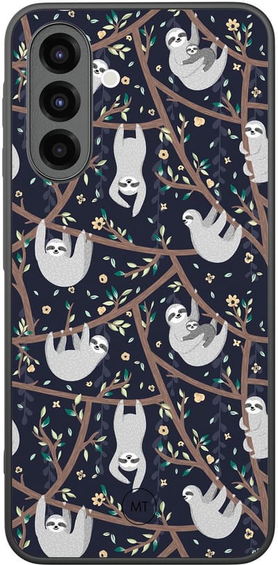 Hoesje geschikt voor Samsung Galaxy A26 - Luiaard print - TPU Hard Case Backcover - Blauw - Mooie Telefoonhoesjes