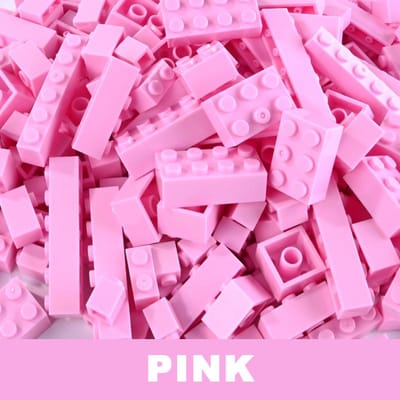 Petite brique de base à petites particules 250g paquet d'accessoires en vrac à particules mixtes pour jouets pour enfants pink