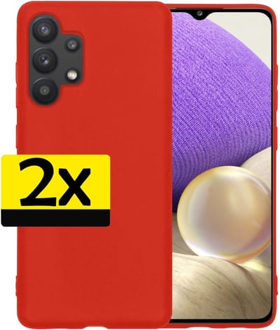 Hoesje - 2 Stuks - Geschikt voor Samsung Galaxy A32 4G - Sterk & Shockproof - Case Siliconen - Back Cover - Telefoon Hoes - Telefoonhoesjes - Rood