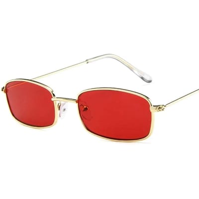 Lunettes de soleil unisexes petites rétro rectangulaires pour hommes monture en métal lunettes de soleil d'extérieur à verres clairs pour femmes