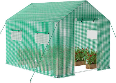 ACXIN Foliekas Winterbestendig Vorstbescherming - Verzinkt Buisframe - Gaasfolie + Raam + Grondankers - Tuinkas voor Tomaten & Groenten - 3x2x2 m 6㎡ - Groen