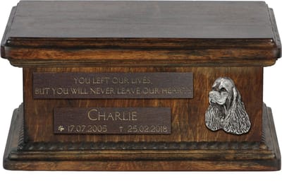 Clumber Spaniel - Houten urn voor hondenas met persoonlijke gravure