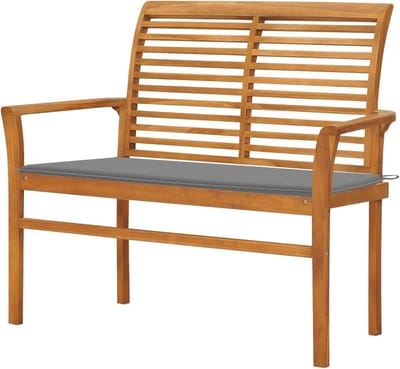 Houten Tuinbank - Buitenbank Bankje - Ontspannen Buiten Zitten - Robuust Teakhout - 112 cm - Grijs