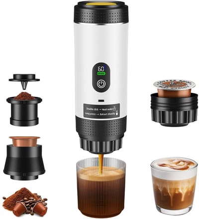 Joorly Draagbare Espressomachine - Mini Koffiezetaparaat - 3-in-1 brouwcompatibiliteit - Slim display - Dolce Gusto capsules - Wit