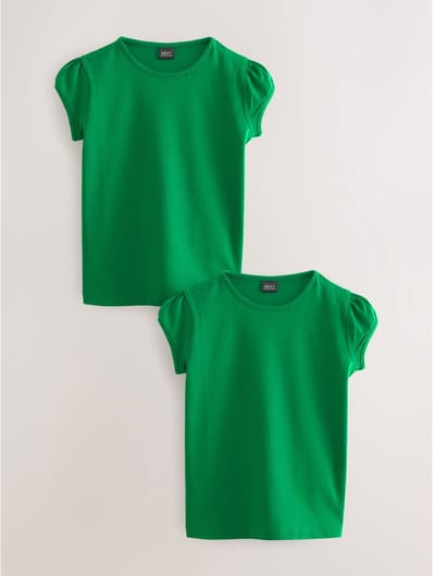 Next - Meisjes - 2 -pack T-shirts met pofmouwen - Groen