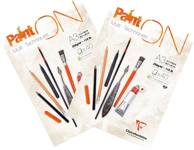 Clairefontaine - Paint ON - Multi-Techniek Pad - 250 gram - A3 - 40 Vellen - 2 Stuks