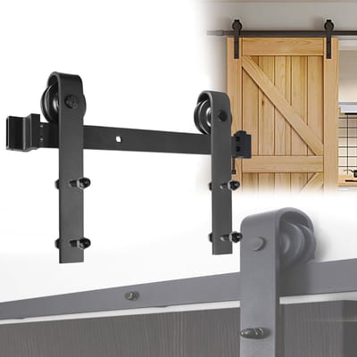 Schuifdeursysteem, schuifdeurbeslag, geleiderail, houten deur, schuifdeuren, zwart, max. belasting 130 kg, metalen deuren, houten deur, schuifdeur, accessoires, schuifdeuren, binnendeuren, voor