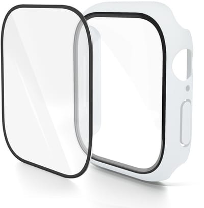 Screenprotector case - geschikt voor Apple Watch 10 / 11 42mm - full cover hoesje - gehard glas - 42 mm - volledige bescherming - wit