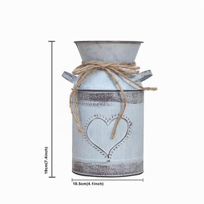 kleine grijze vazen met hartvorm voor rustieke eettafel, middenstuk, metalen vazen voor bloemen, kannen, vazen, perfect voor woondecoratie, Kerstmis, Valentijnsdag