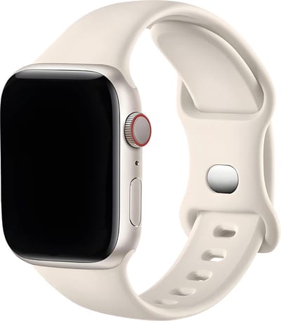 Innerlight® Sport - Creme Wit - 42/44/45/46/49mm - M/L - Siliconen bandje geschikt voor Apple Watch - Geschikt als Apple watch bandje voor Series 1/2/3/4/5/6/7/8/9/10/11/SE/Ultra/Ultra 2