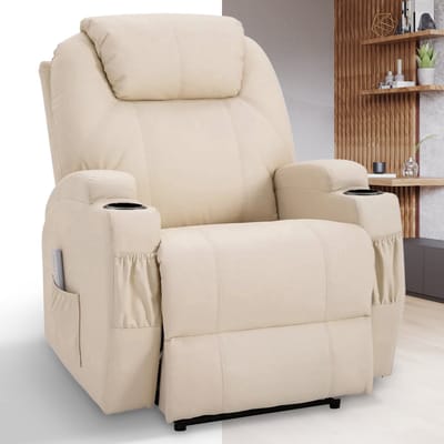 Massagestoel - Relaxfauteuil - Zetel - 1 persoons - Met armleuning - Zeer comfortabel - Elektrisch - Beige