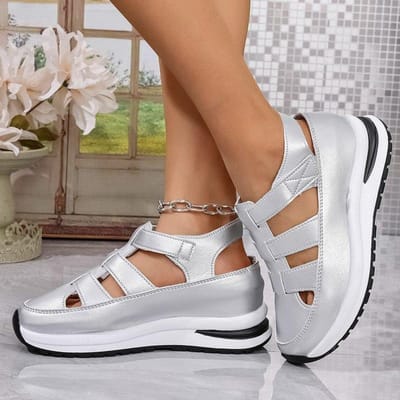 Chaussures pour femmes de haute qualité à lanière à boucle, sandales pour femmes, nouvelles sandales compensées d'été à bout fermé pour le bureau et la carrière 35 brown