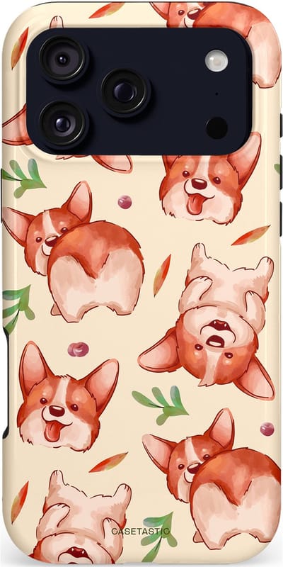 Casetastic hoesje geschikt voor Apple iPhone 17 Pro Max - MagSafe - Dubbellaagse bescherming - Corgipootjes - Fashion Case - Crème Perzik