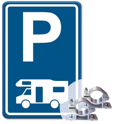 Parkeerbord Campers - blauw - Weerbestendig Aluminium - 40x60 cm - Bevestiging: Met paalbeugels Ø48mm
