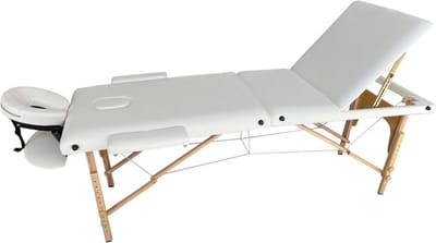 Massagetafel inklapbaar - 3 secties - 185x70cm - hout - wit - Viking Choice